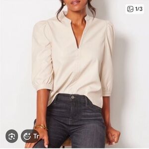 Evereve Ryann Cream Faux Leather Women's Top